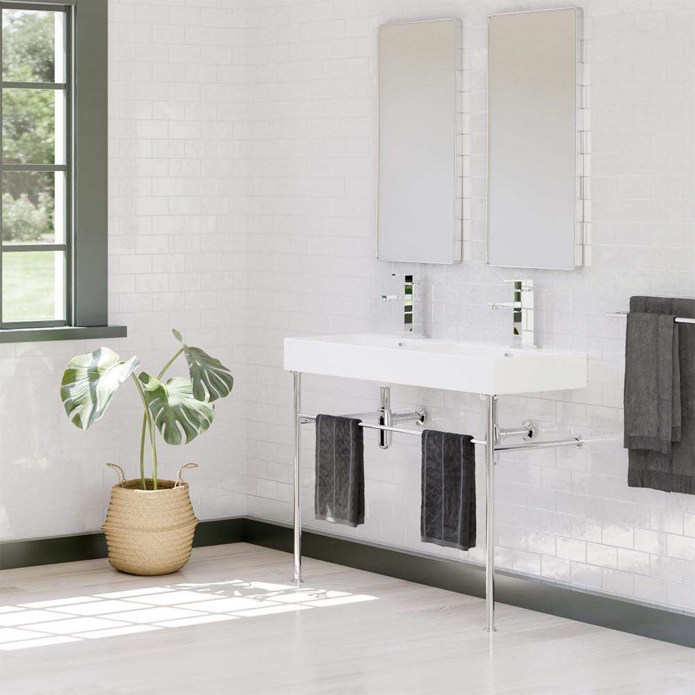 47" Hico Vitreous China Console Bathroom Sink with Steel Stand