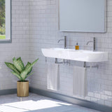 47" Kincaid Wall-Mount Vitreous China Double-Bowl Sink with Steel Towel Bars