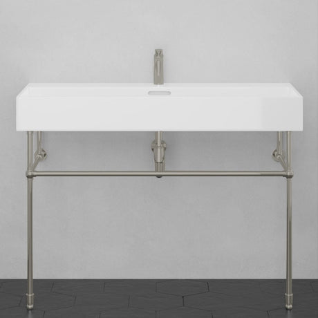 48" Victen Fireclay Console Bathroom Sink with Steel Stand