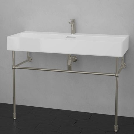 48" Victen Fireclay Console Bathroom Sink with Steel Stand