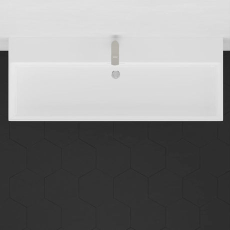 48" Victen Fireclay Console Bathroom Sink with Steel Stand