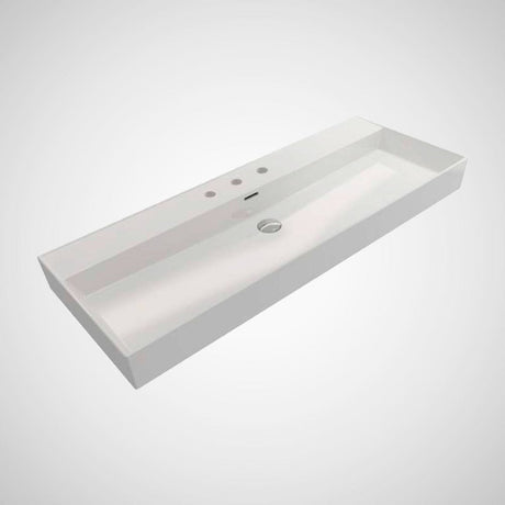 48" Victen Fireclay Console Bathroom Sink with Steel Stand