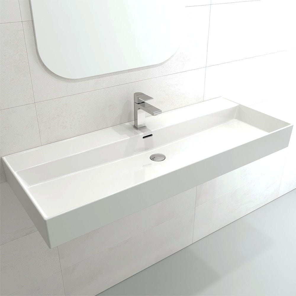48" Victen Fireclay Wall-Mount Bathroom Sink