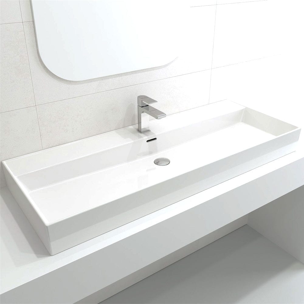 48" Victen Fireclay Wall-Mount Bathroom Sink