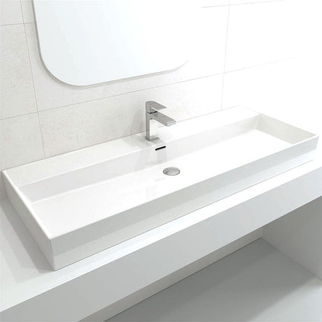 48" Victen Fireclay Wall-Mount Bathroom Sink