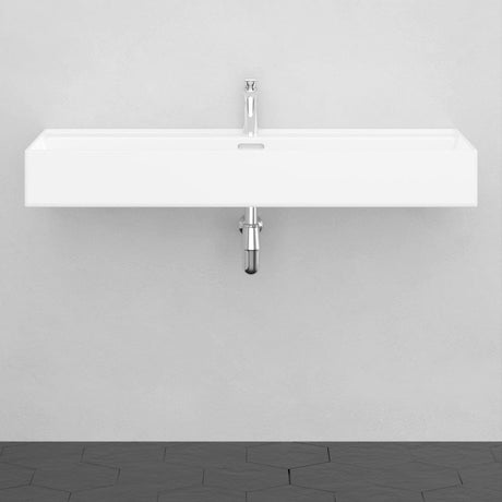 48" Victen Fireclay Wall-Mount Bathroom Sink