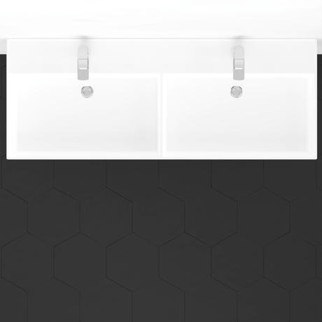 48" Wanchen Fireclay Double-Bowl Console Bathroom Sink with Steel Stand