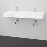 48" Wanchen Fireclay Double-Bowl Wall-Mount Bathroom Sink