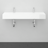 48" Wanchen Fireclay Double-Bowl Wall-Mount Bathroom Sink