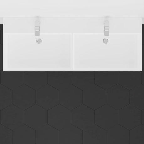 48" Wanchen Fireclay Double-Bowl Wall-Mount Bathroom Sink