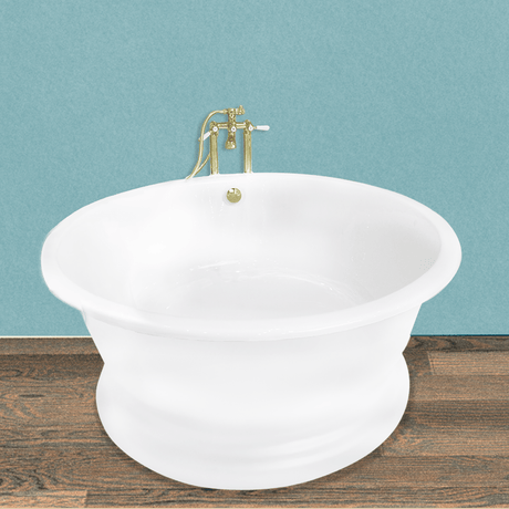 52" Byrnes Cast Iron Round Soaking Tub with Pedestal