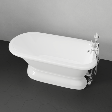 57" Conary Cast Iron Roll-Top Tub with Pedestal