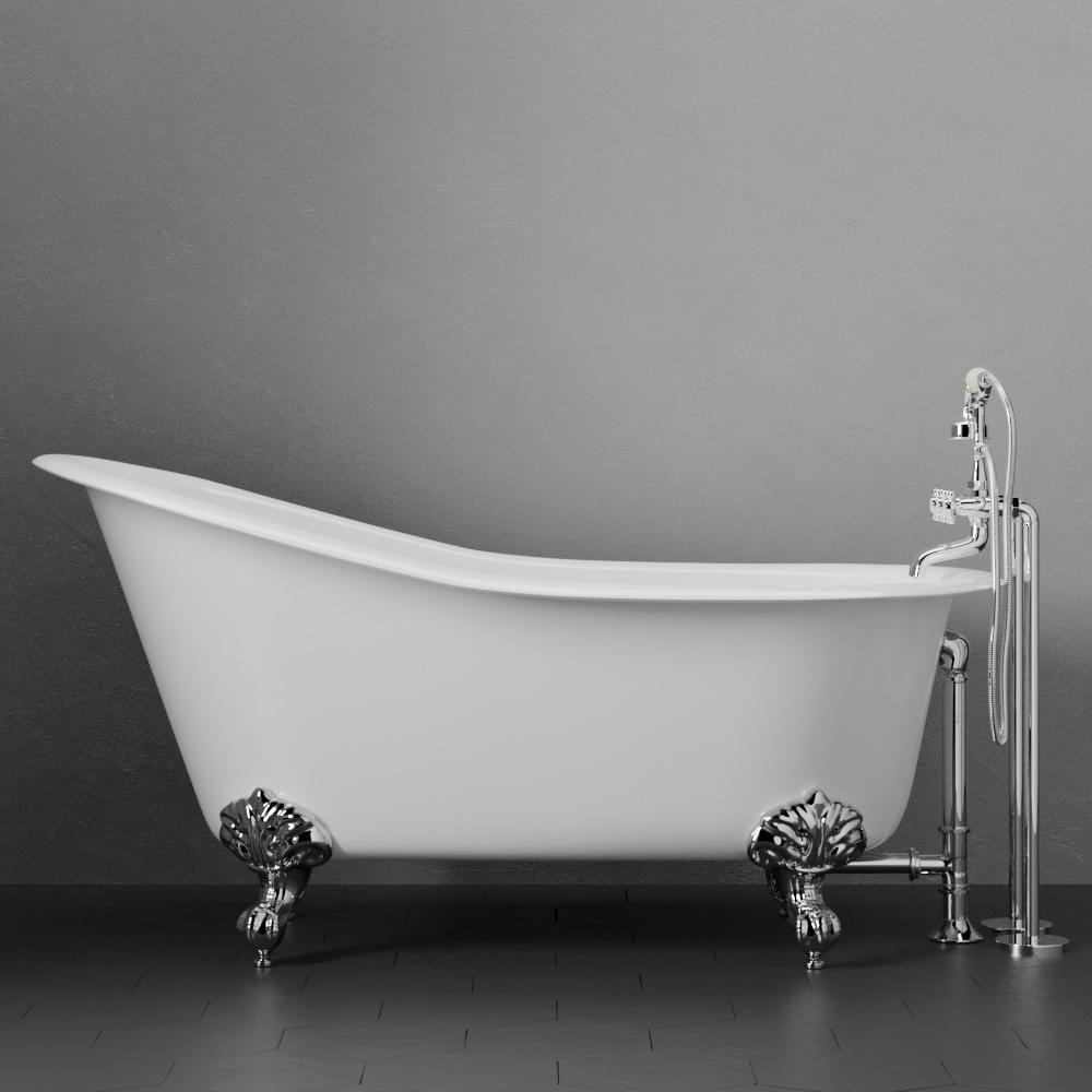 57" Odessa Cast Iron Slipper Clawfoot Tub - Imperial Feet