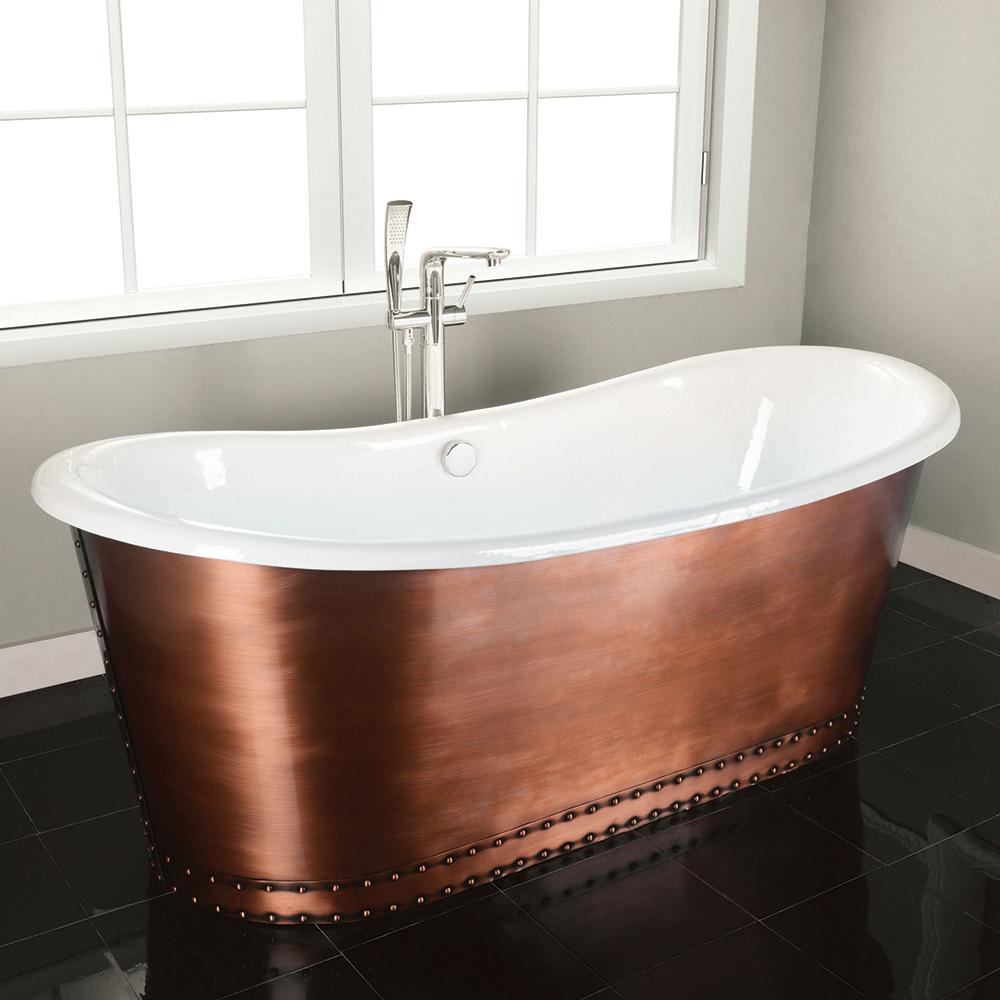 59" Sumrall Cast Iron Steel Skirted Bateau Tub