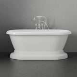 60" Aldine Cast Iron Double-Ended Roll-Top Tub with Pedestal