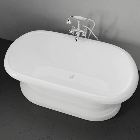 60" Aldine Cast Iron Double-Ended Roll-Top Tub with Pedestal