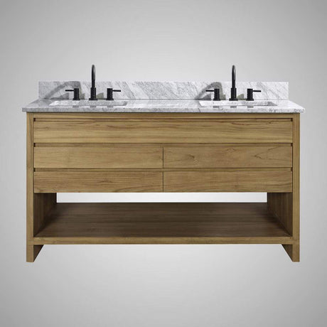 60" Avellino Vanity Cabinet for Rectangular Undermount Sink - Natural Teak