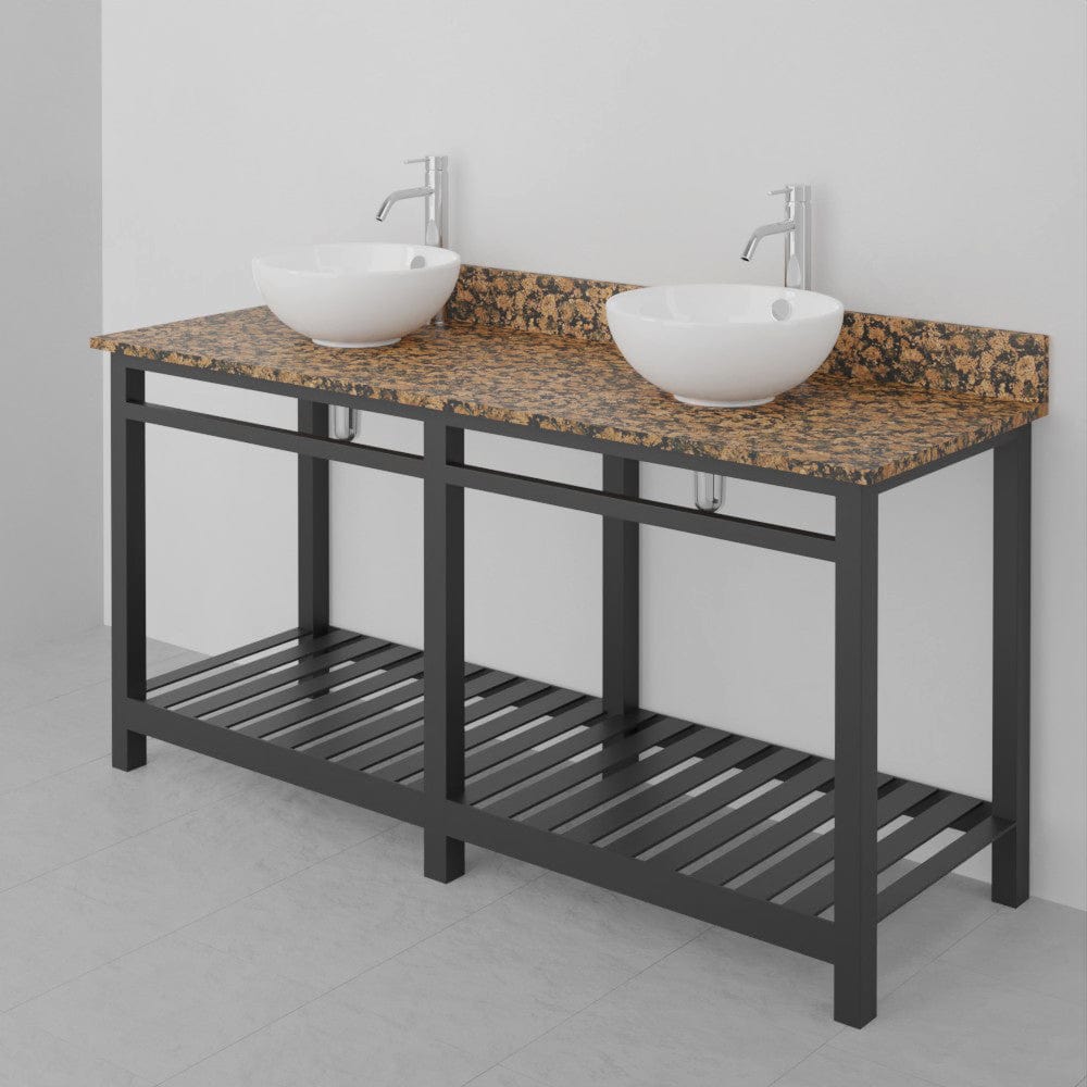 60" Bidley Steel Double Console with Towel Bar for Vessel Sinks