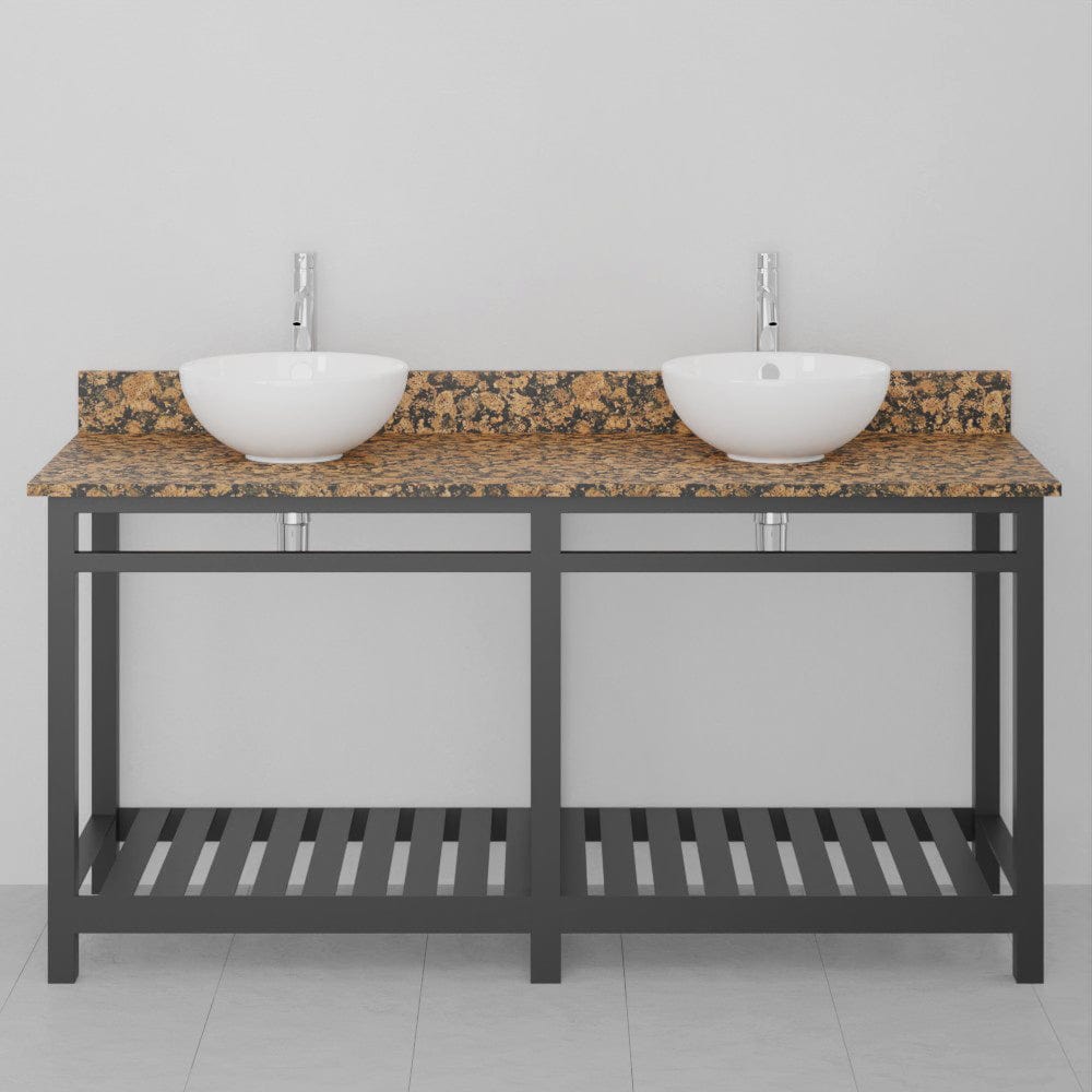 60" Bidley Steel Double Console with Towel Bar for Vessel Sinks