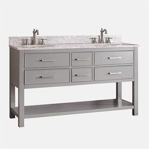 60" Brockton Double Vanity for Oval Undermount Sinks
