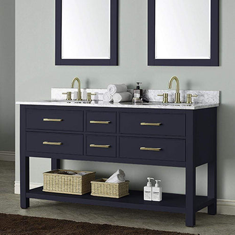 60" Maurizio Vanity Cabinet for Oval Undermount Sink - Navy Blue