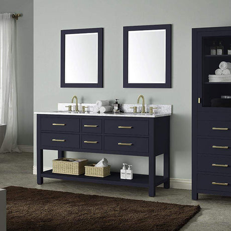 60" Maurizio Vanity Cabinet for Oval Undermount Sink - Navy Blue