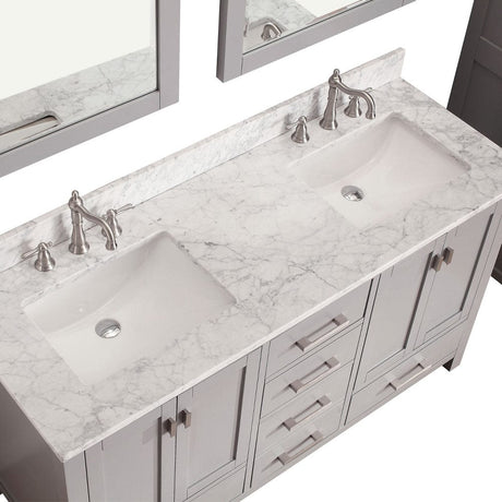 60" Noxon Double Vanity for Rectangular Undermount Sinks - Chilled Gray