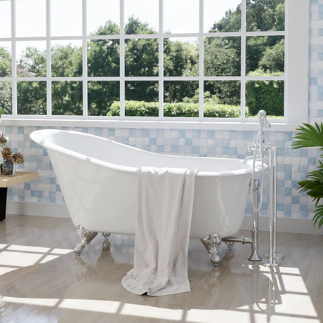 60" Odessa Cast Iron Slipper Clawfoot Tub - Ball & Claw Feet