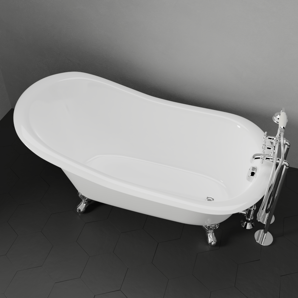 60" Odessa Cast Iron Slipper Clawfoot Tub - Ball & Claw Feet