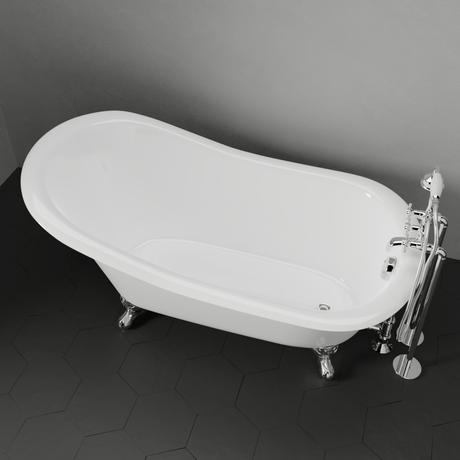 60" Odessa Cast Iron Slipper Clawfoot Tub - Ball & Claw Feet