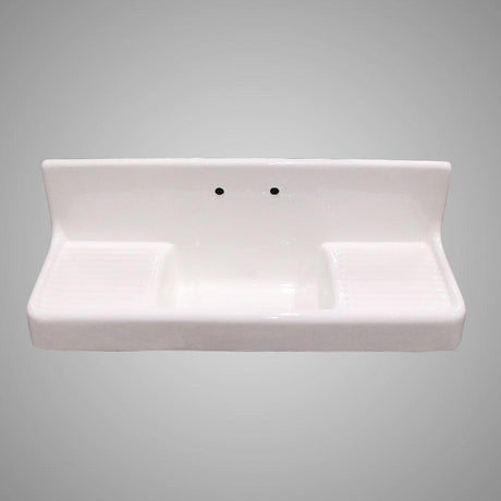 60" Ramsey Cast Iron Wall-Hung Kitchen Sink with Dual Drainboards