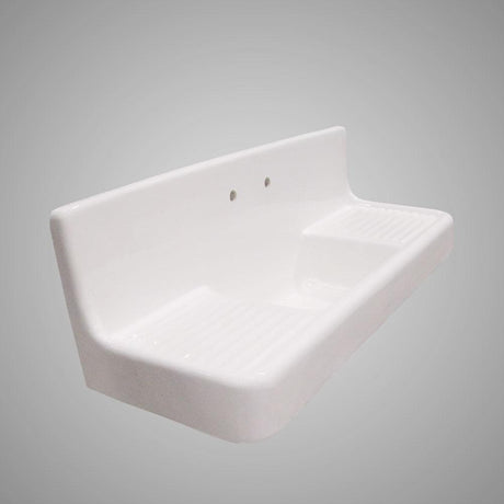 60" Ramsey Cast Iron Wall-Hung Kitchen Sink with Dual Drainboards