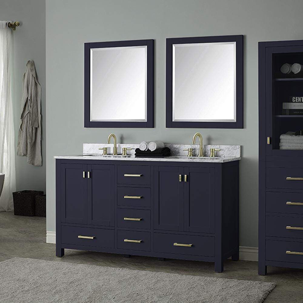60" Romani Vanity Cabinet for Double Rectangular Undermount Sink - Navy Blue