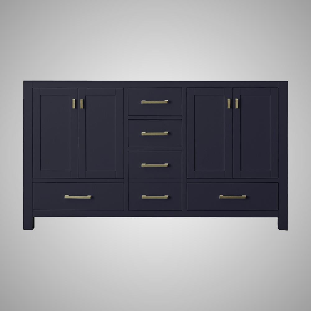 60" Romani Vanity Cabinet for Double Rectangular Undermount Sink - Navy Blue