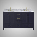 60" Romani Vanity Cabinet for Double Rectangular Undermount Sink - Navy Blue