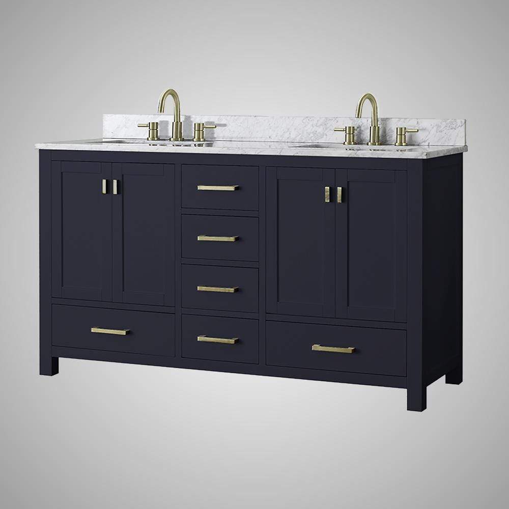 60" Romani Vanity Cabinet for Double Rectangular Undermount Sink - Navy Blue