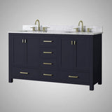 60" Romani Vanity Cabinet for Double Rectangular Undermount Sink - Navy Blue