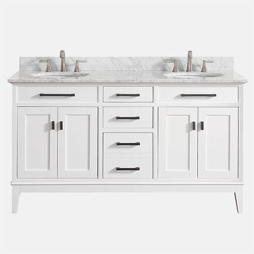 60" Sheridan Double Vanity for Oval Undermount Sinks