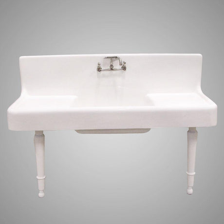 60" Sultan Cast Iron Wall-Hung Kitchen Sink with Dual Drainboards and Legs