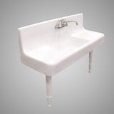 60" Sultan Cast Iron Wall-Hung Kitchen Sink with Dual Drainboards and Legs