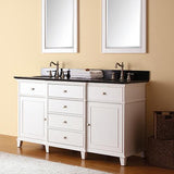 60" Wilbur Double Vanity for Oval Undermount Sinks - White