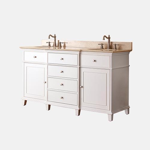 60" Wilbur Double Vanity for Oval Undermount Sinks - White