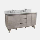 60" Winton Double Teak Vanity for Rectangular Undermount Sinks