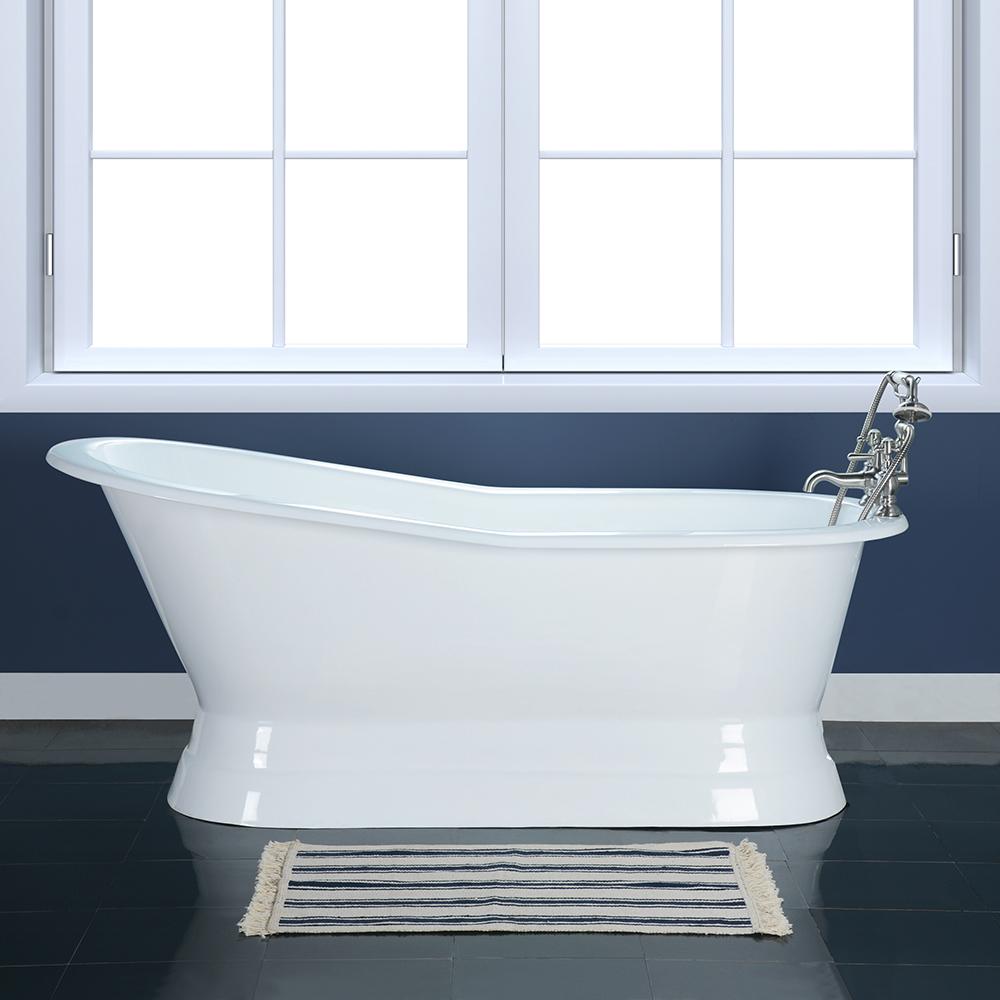 62" Rusk Cast Iron Slipper Tub with Pedestal