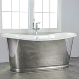 66" Florien Cast Iron Stainless Steel Skirted Bateau Tub