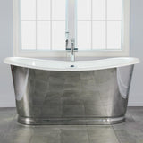 66" Florien Cast Iron Stainless Steel Skirted Bateau Tub