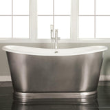 66" Glenmora Cast Iron Stainless Steel Skirted Bateau Tub