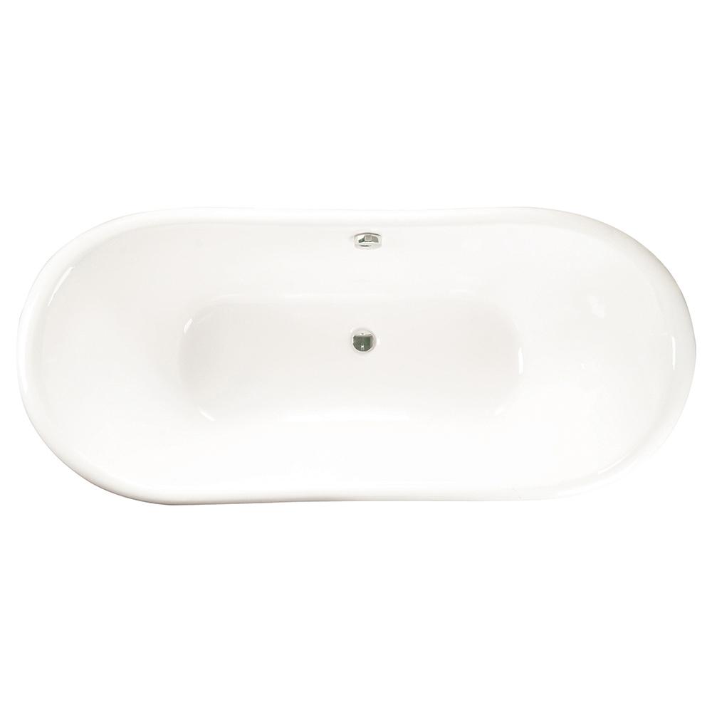 66" Glenmora Cast Iron Stainless Steel Skirted Bateau Tub
