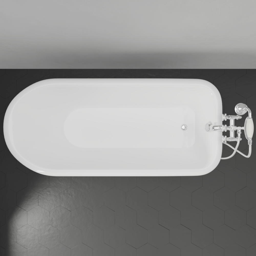 66" Monarch Acrylic Roll-Top Clawfoot Tub