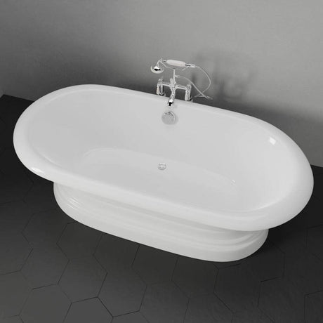 67" Cypress Cast Iron Double-Ended Roll-Top Tub with Pedestal